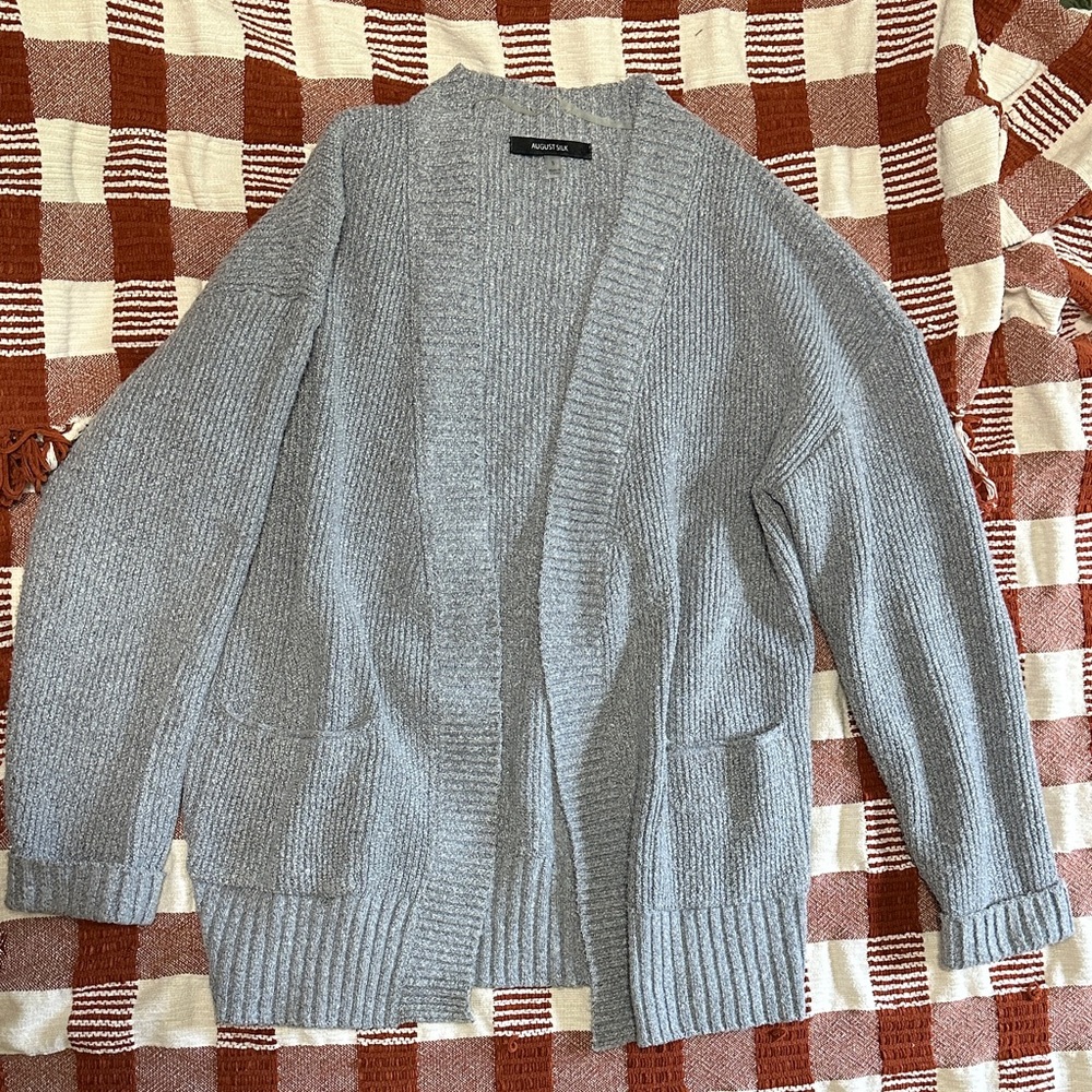 August Silk Gray Cardigan